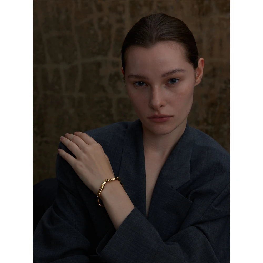 Yhpup 64mm Minimalist Stainless Steel Metal Hammer Cuff Wrist Bracelet Bangle High Quality Rust Proof Personalized Jewelry Gift