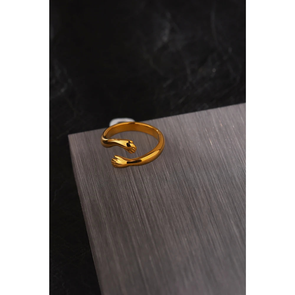 Yhpup New Design Embrace Ring Stainless Steel Jewelry Women 18 K Plated Metal Texture Gold Occident Accessories кольцо женское