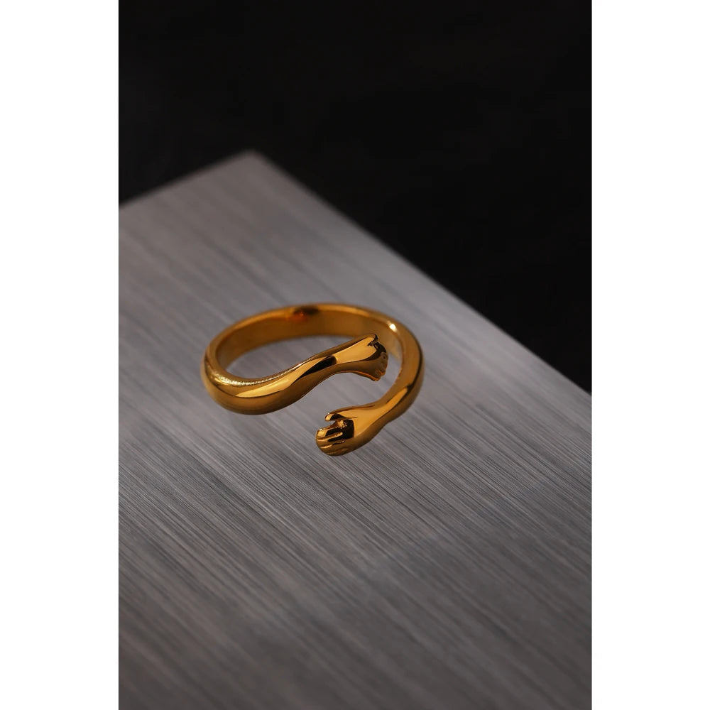 Yhpup New Design Embrace Ring Stainless Steel Jewelry Women 18 K Plated Metal Texture Gold Occident Accessories кольцо женское