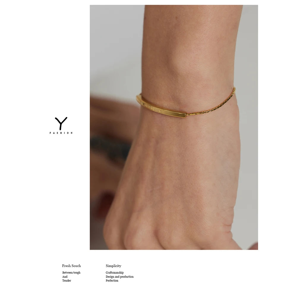 Yhpup Stainless Steel Geometric Chain Bangle Bracelet Trendy Jewelry Romantic Lover Dream Gift Jewelry Bracelet Anniversary