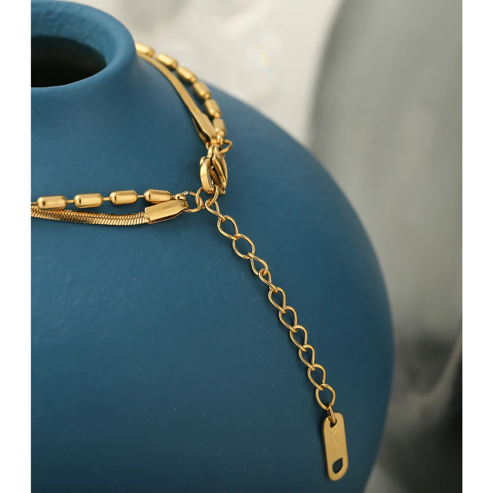 Yhpup Trendy joyería acero inoxidable mujer браслет Jewelry Multi-Layer Golden 18 K Plated Bracelets for Women Bridesmaid Gift