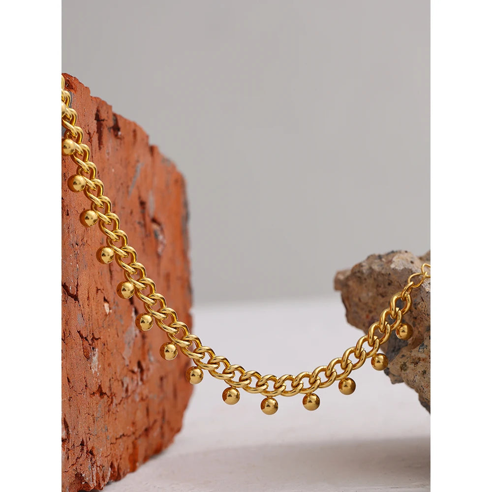 Yhpup 316L Stainless Steel Bead Bracelet for Women Gold Color Metal Trendy 18K Bangle Waterproof Jewelry браслеты женские