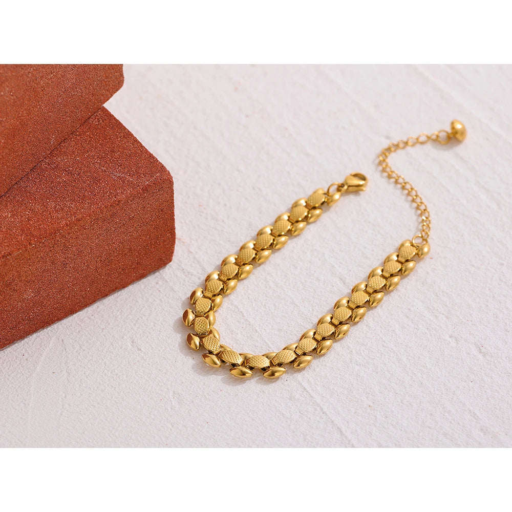 Yhpup Stainless Steel Chain Bracelet High Quality 18 K Metal Fashion Bracelet Waterproof Jewelry for Women Bijoux Femme Gift