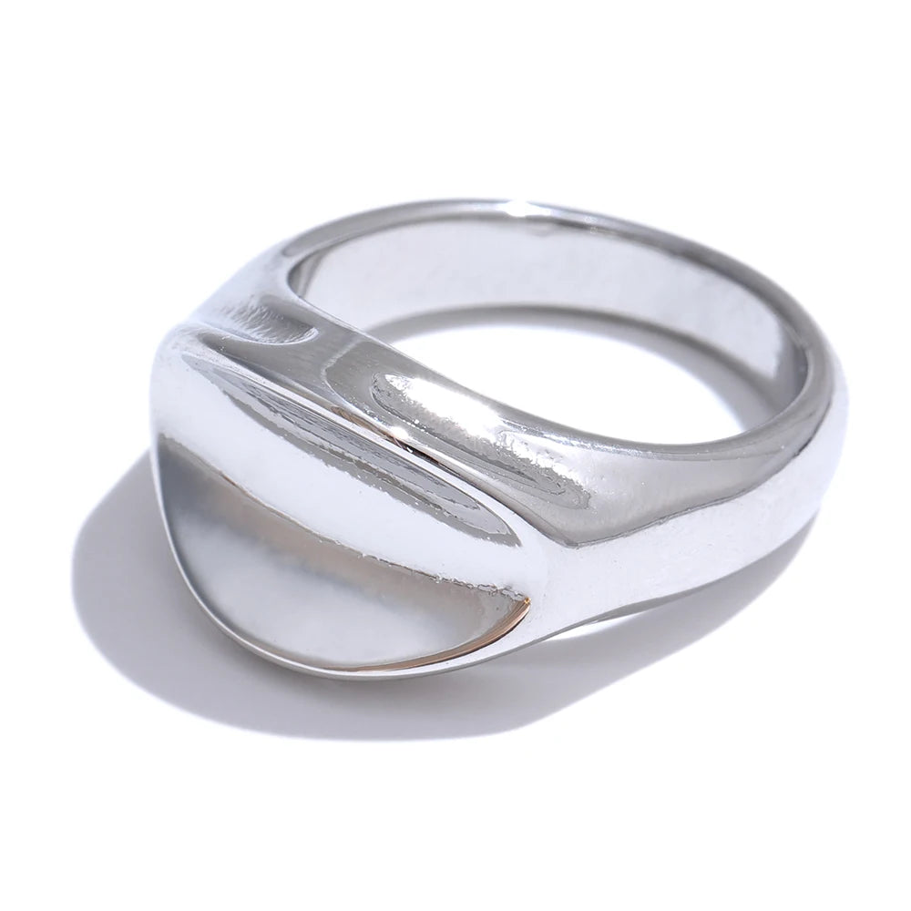 Yhpup Statement Stainless Steel High Quality Thicker Ring Waterproof 18K PVD Plated Minimalist Charm Finger Jewelry