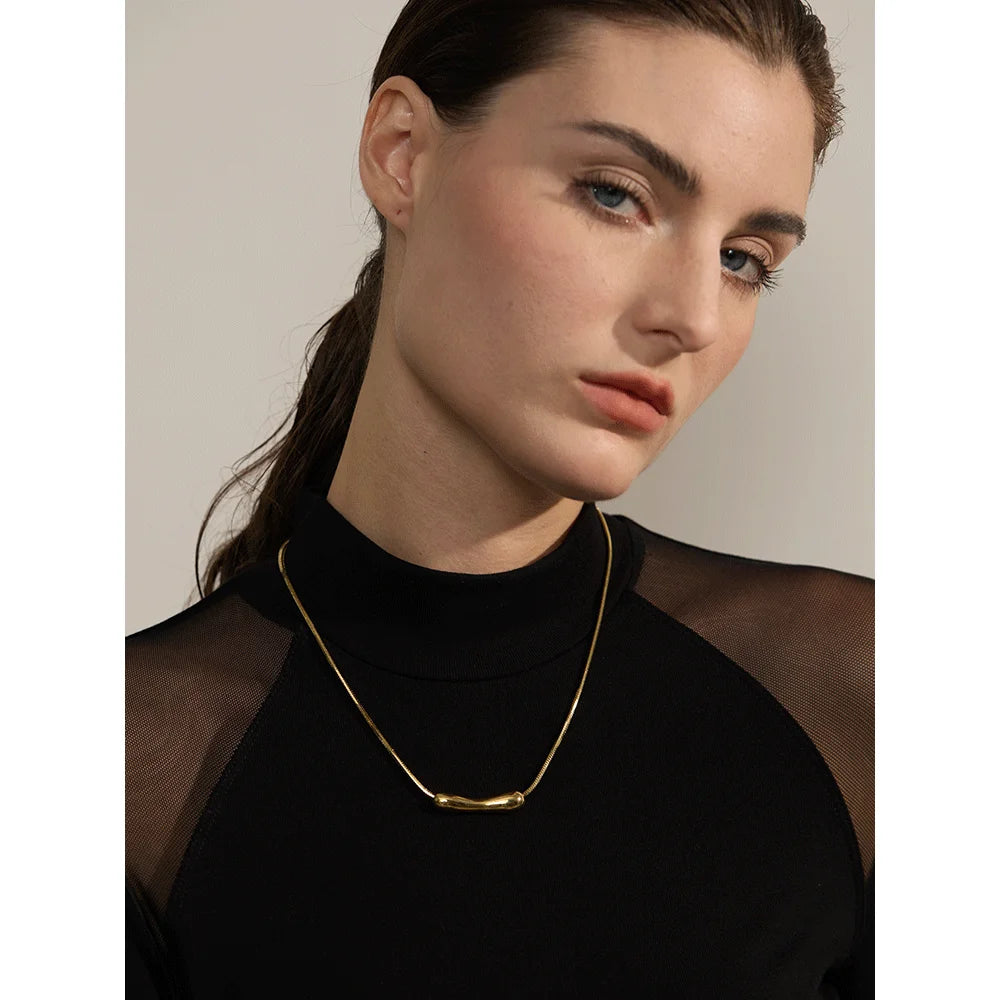 Yhpup Stainless Steel Chain Pendant Clavicle Necklace for Women 18K PVD Plated Statement Collar Jewelry Charm Accessories