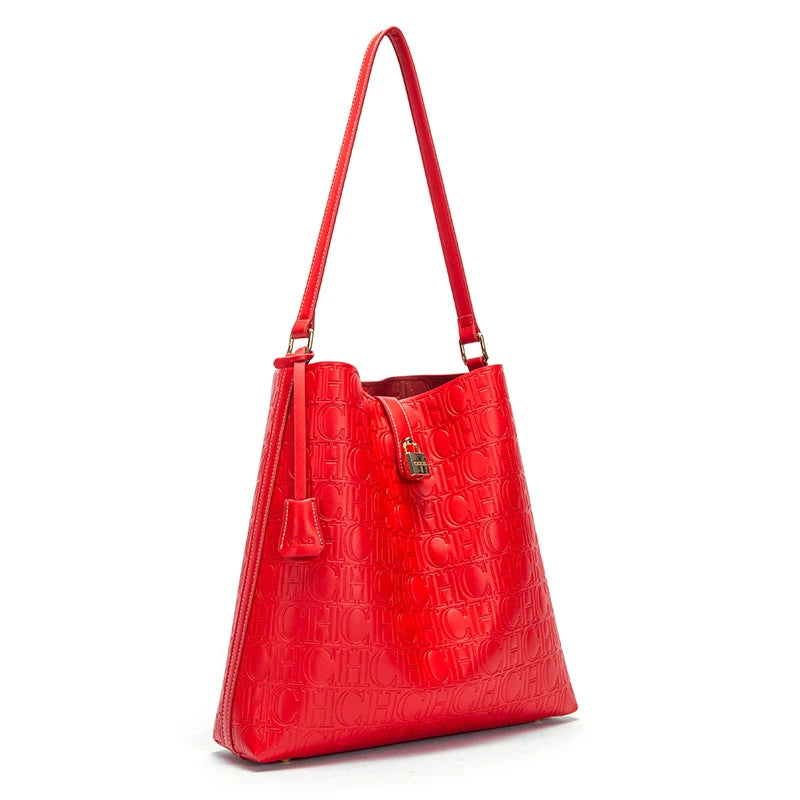Lock Accessories Pure Colour Simple Design Classic Ladies Shoulder Bag Letter Print Large Capacity Ladies Handbag
