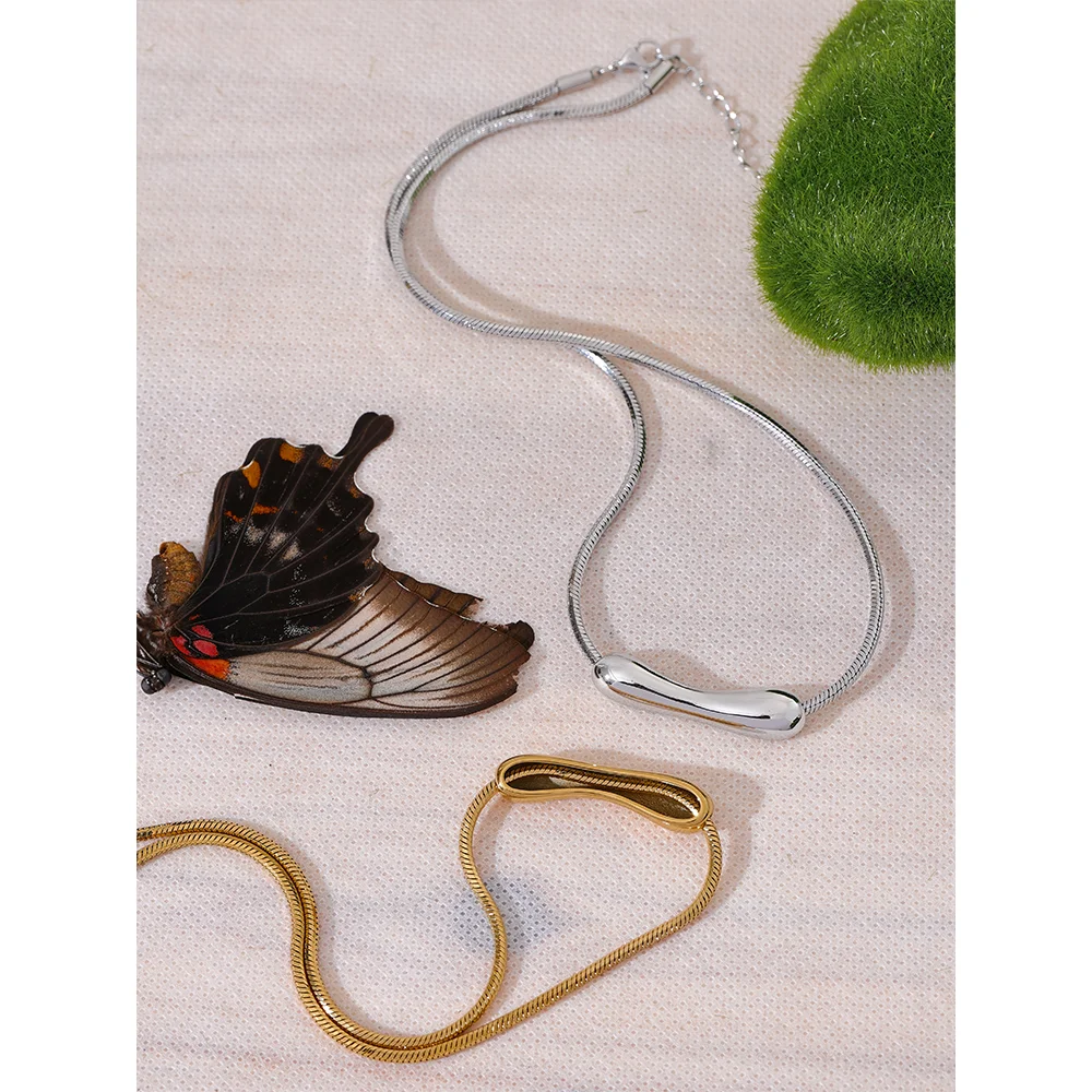 Yhpup Stainless Steel Chain Pendant Clavicle Necklace for Women 18K PVD Plated Statement Collar Jewelry Charm Accessories
