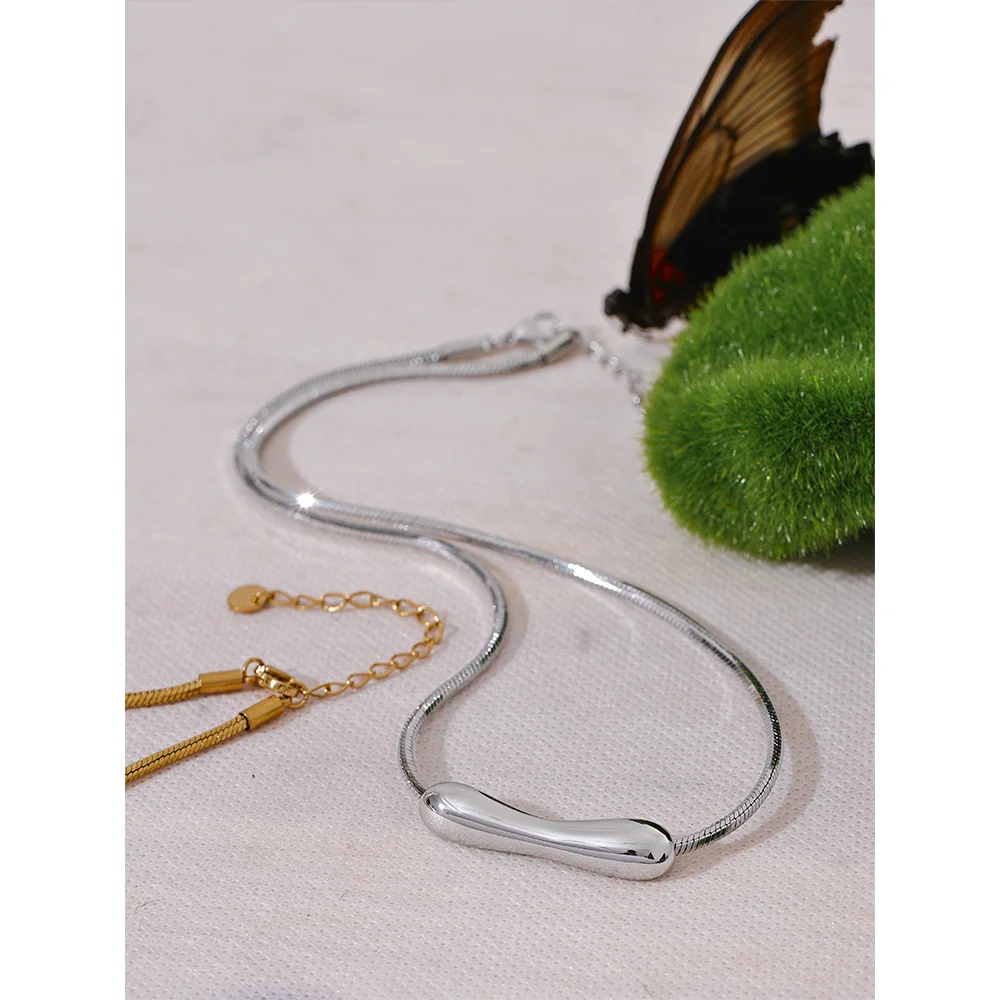 Yhpup Stainless Steel Chain Pendant Clavicle Necklace for Women 18K PVD Plated Statement Collar Jewelry Charm Accessories