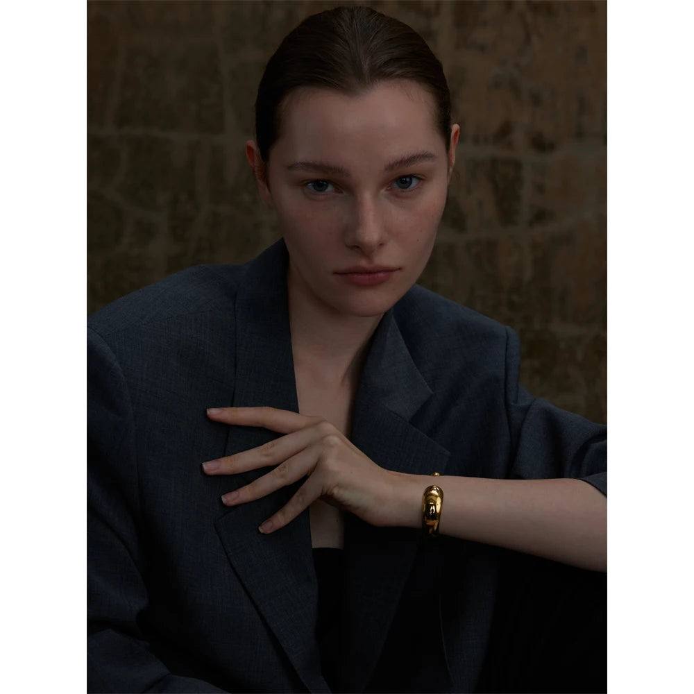 Yhpup 64mm Minimalist Stainless Steel High Quality Round Cuff Open Bracelet Bangle Tarnish Resistant Metal Personalized Jewelry
