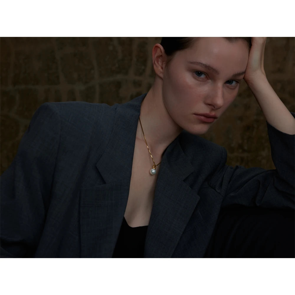 Yhpup Exquisite High Quality Stainless Steel Simulated Pearls Removable Necklace Pendant Waterproof Fashion Daily Jewelry Office