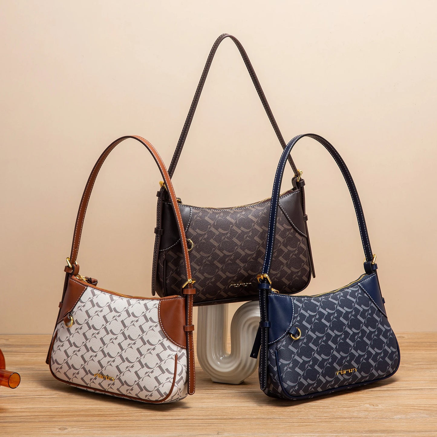 Summer New Simple Crescent Bag 2025 Women's Shoulder Bag with Two Shoulder Straps