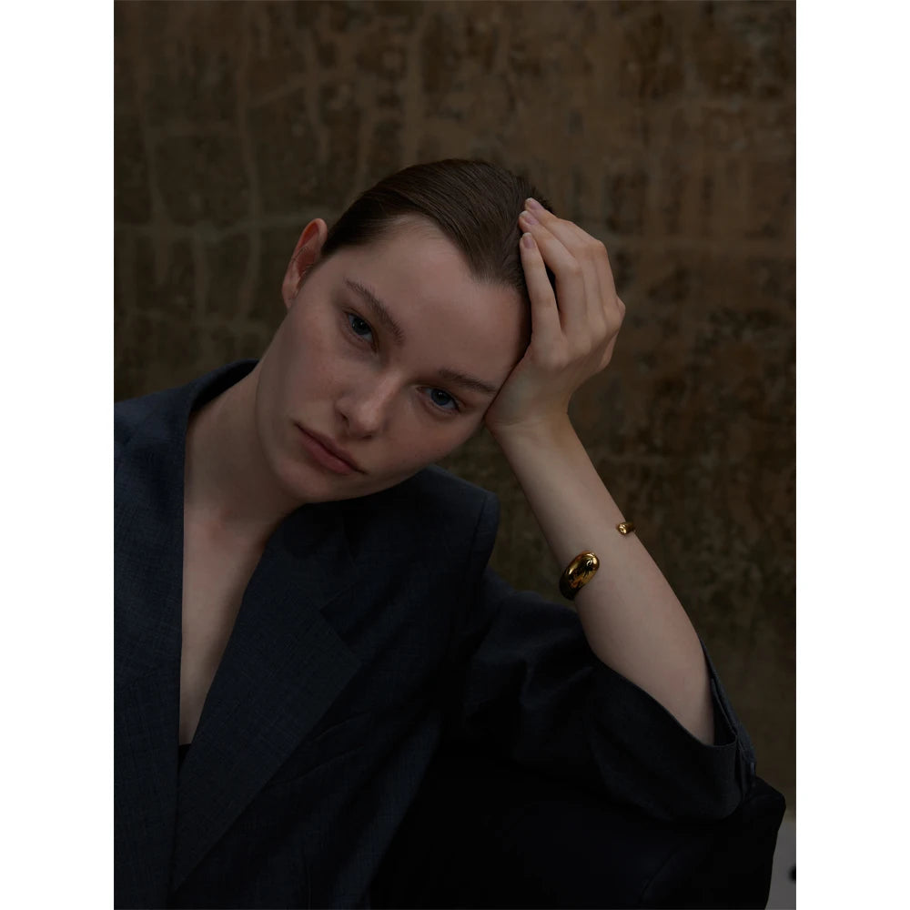 Yhpup 64mm Minimalist Stainless Steel High Quality Round Cuff Open Bracelet Bangle Tarnish Resistant Metal Personalized Jewelry