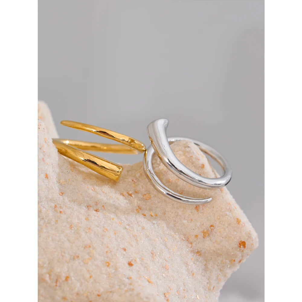 Yhpup Minimalist 316L Stainless Steel Metal Fashion Ring Chic Classic Stylish 18k Gold PVD Plated Finger Jewelry Bijoux Gift