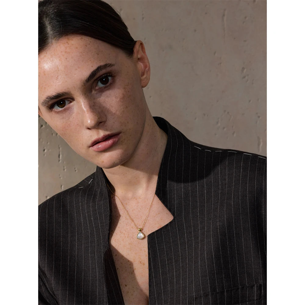 Yhpup Korean Style Natural Thick Shell Chic Pendant Necklace Chain Cross Heart High Quality Women Fashion Jewelry Delicate Gift