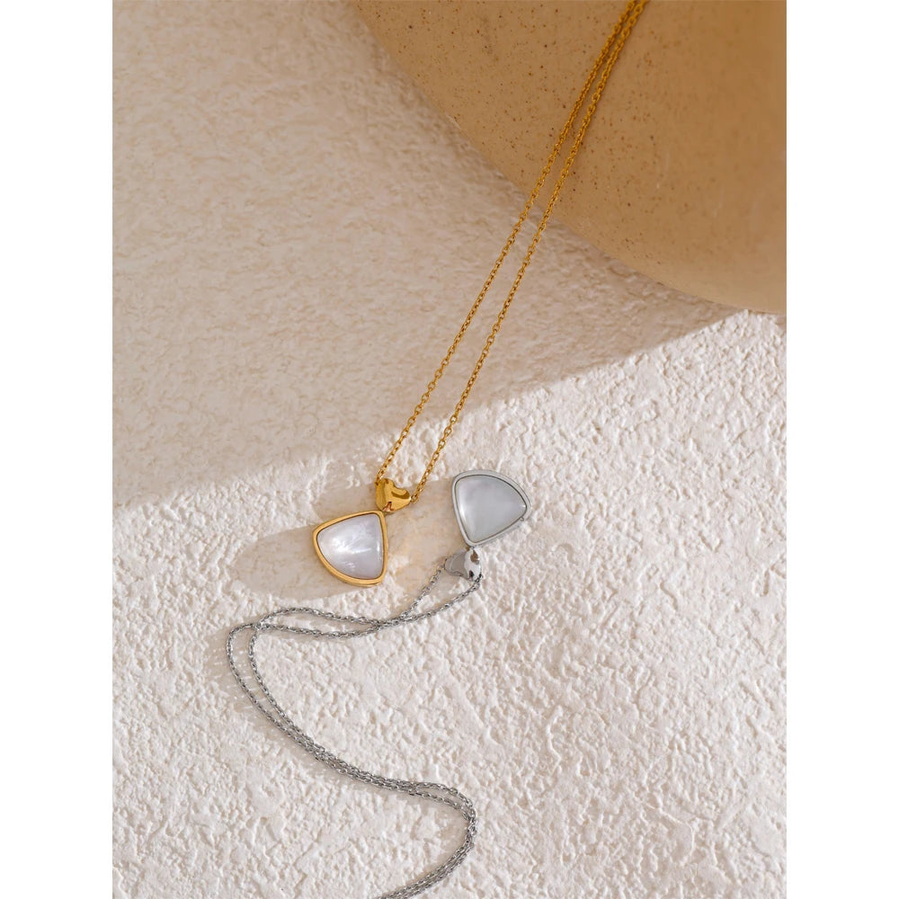 Yhpup Korean Style Natural Thick Shell Chic Pendant Necklace Chain Cross Heart High Quality Women Fashion Jewelry Delicate Gift