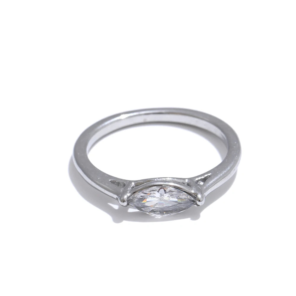 Yhpup 6789# Wholesale Stainless Steel Shiny Cubic Zirconia Casting Ring for Women 18K PVD Plated Hypoallergenic Jewelry Gift