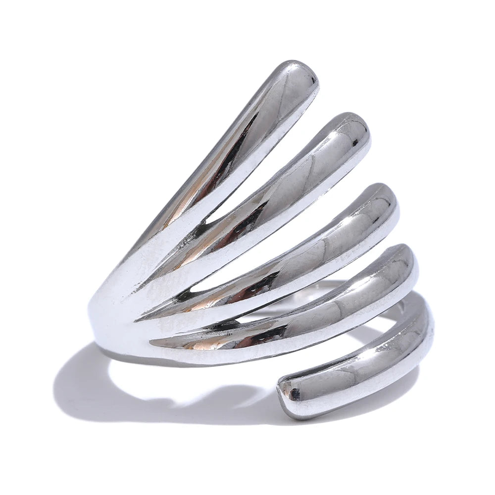 Yhpup Stainless Steel Layered Fashion Finger Ring Water Resistant Metal Chic 18K Gold Platinum PVD Plated Daily Jewelry