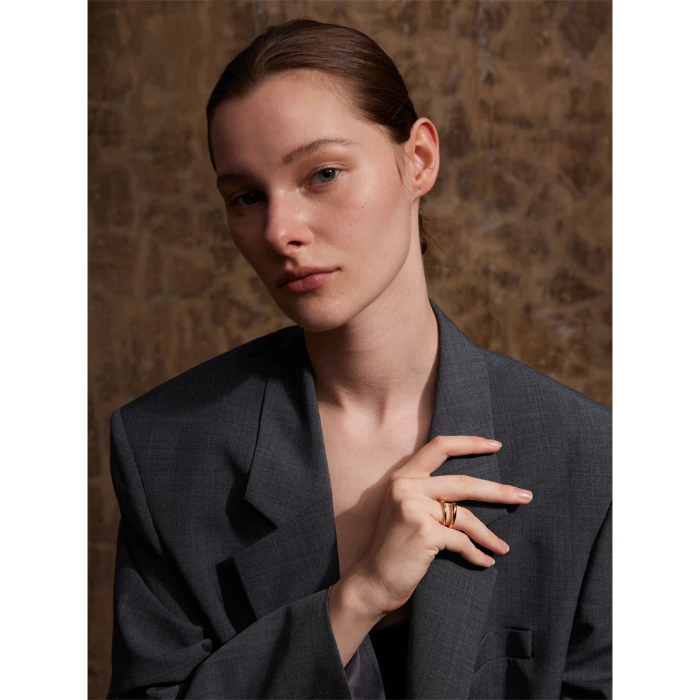 Yhpup Minimalist 316L Stainless Steel Metal Fashion Ring Chic Classic Stylish 18k Gold PVD Plated Finger Jewelry Bijoux Gift