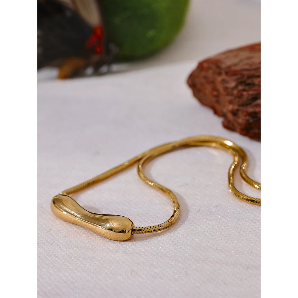 Yhpup Stainless Steel Chain Pendant Clavicle Necklace for Women 18K PVD Plated Statement Collar Jewelry Charm Accessories
