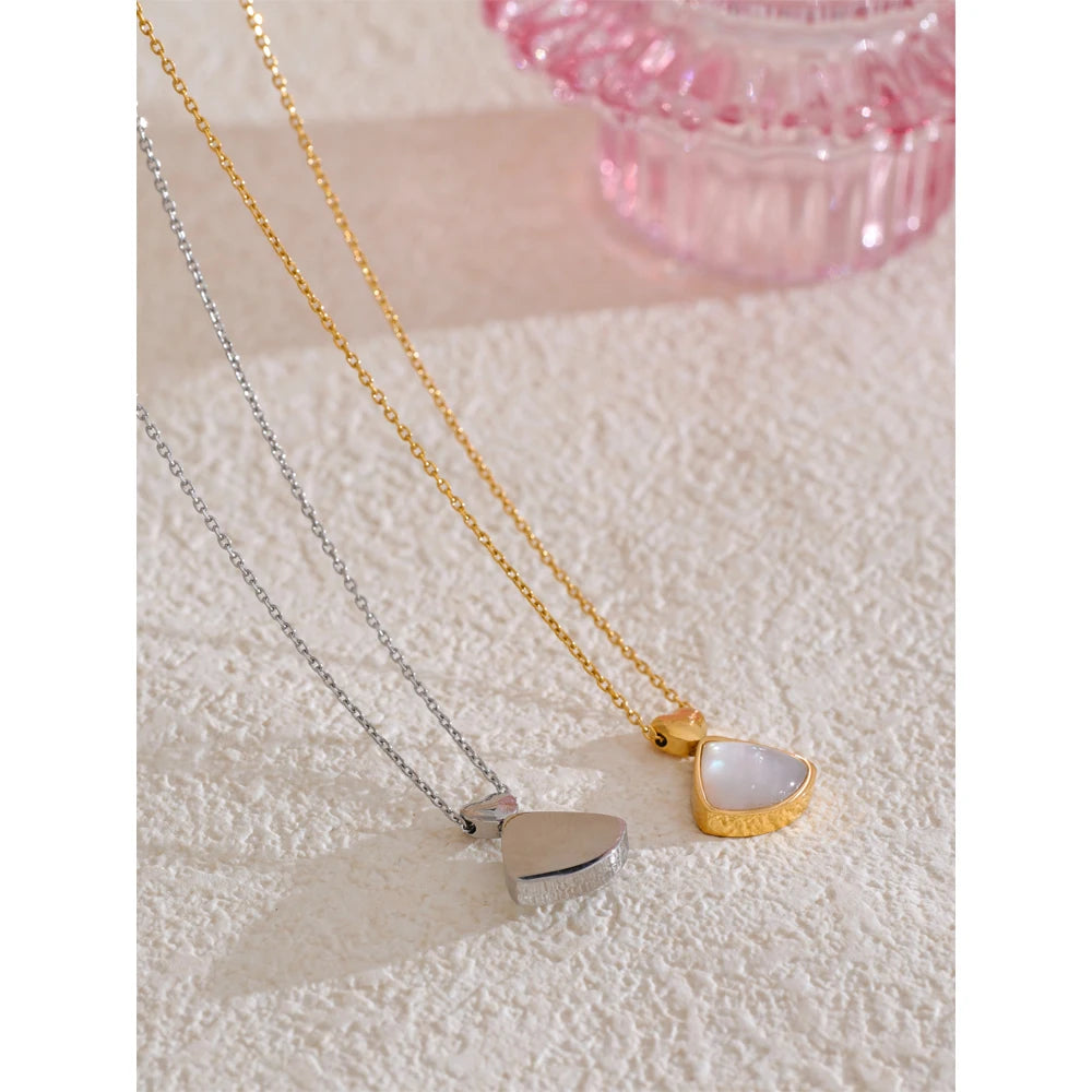 Yhpup Korean Style Natural Thick Shell Chic Pendant Necklace Chain Cross Heart High Quality Women Fashion Jewelry Delicate Gift