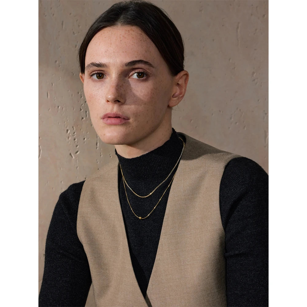 Yhpup Bling Cubic Zirconia Double-Layer Chain Stylish Necklace Exquisite Collar Jewelry Gold & Platinum Color Plated for Women