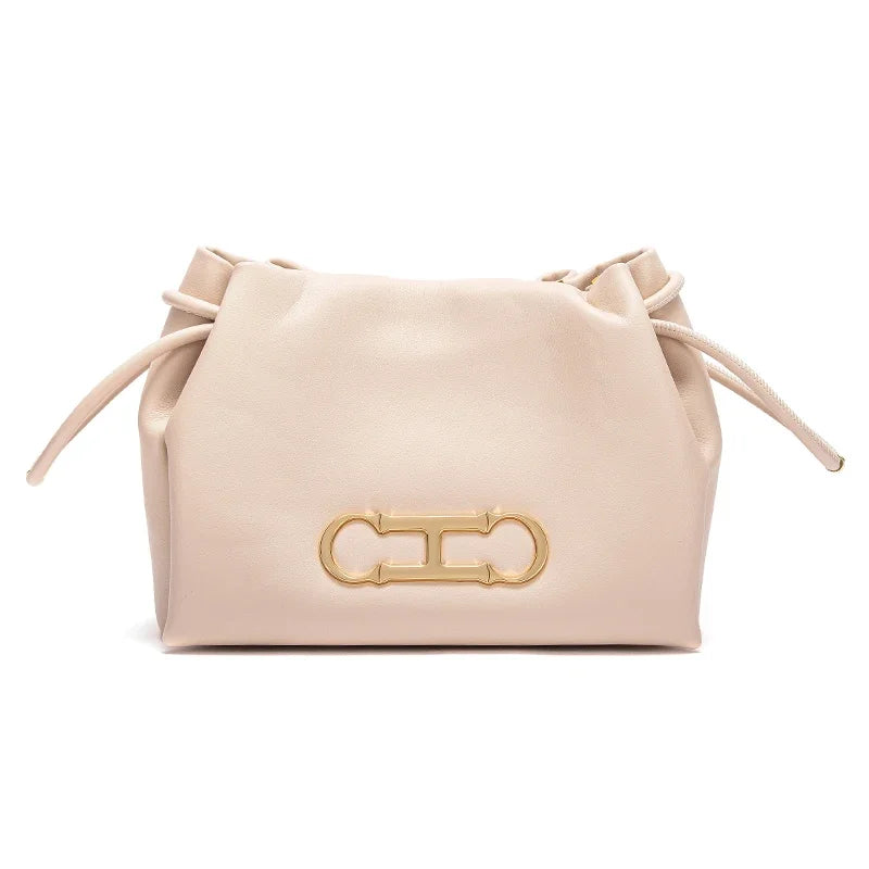 Solid Color Retro Style Women's Shoulder Bag Classic Fashion Women's New Drawstring Design Shoulder Bag