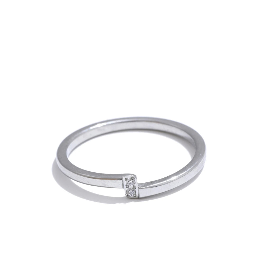 Yhpup 6789# Cheap Minimalist Stainless Steel Metal Zircon Thin Ring for Women Fashion Jewelry Bijoux Femme Wholesale