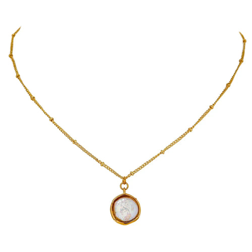 Yhpup Stainless Steel Exquisite Natural Pearl Pendant Necklace for Women High Quality 18 K Chain Choker Fashion Jewelry Party