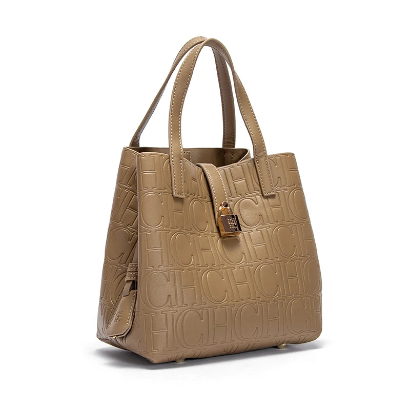 Classic Simple Solid Color Women's New 2024 Large Capacity Handbag Letter Element Women's Handbag