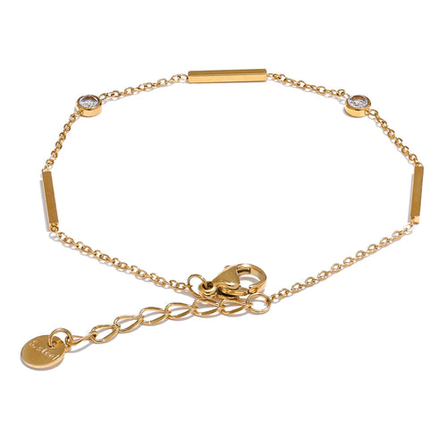 Yhpup 316L Stainless Steel Zircon Thin Chain Bracelet Bangle for Women Summer Simple Water Resistant Chic Jewelry Men