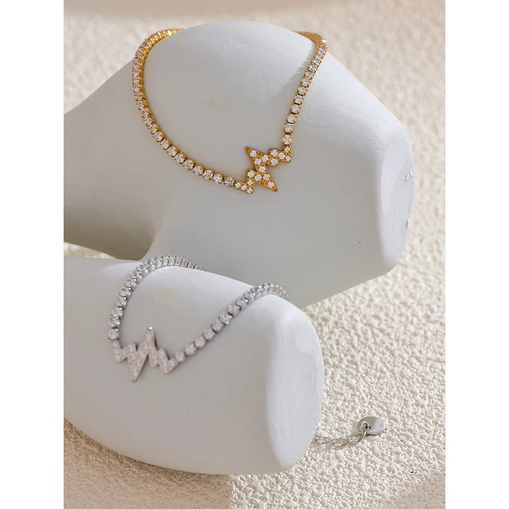 Yhpup Delicate Bling Cubic Zirconia Chain Fashion Bracelet Bangle High-Grade Gold Color 18K PVD Plated Premium Jewelry