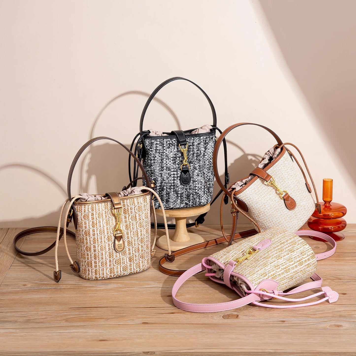 CH Summer New PP Grass Woven Handbag Holiday Phone Bag Women's Shoulder Bag
