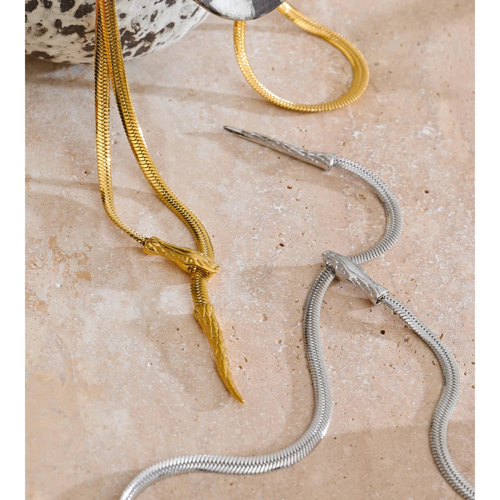 Yhpup Personalized Stainless Steel Snake Chain Adjustable Necklace Pendant Arrivals Popular Daily Jewelry Accessories
