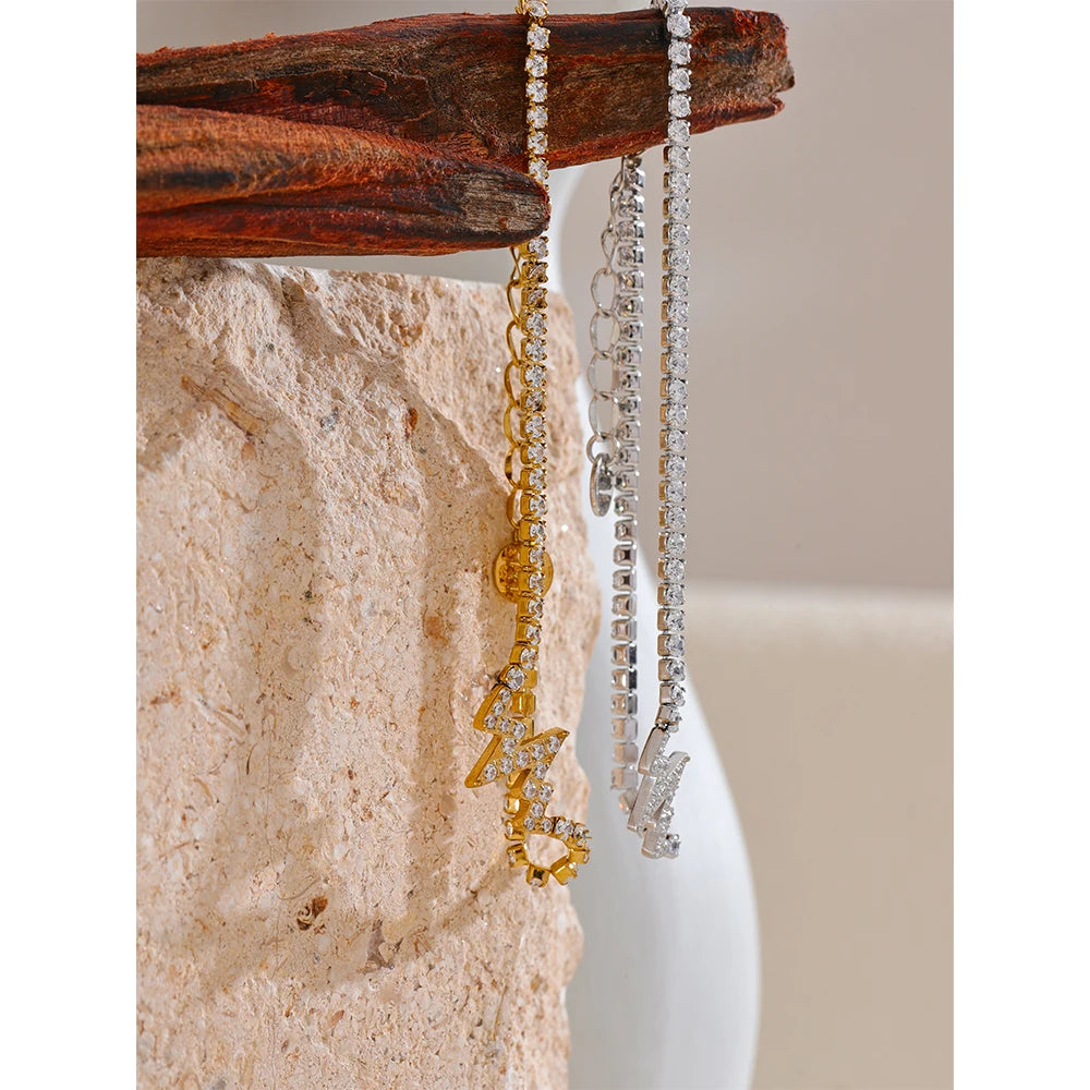 Yhpup Delicate Bling Cubic Zirconia Chain Fashion Bracelet Bangle High-Grade Gold Color 18K PVD Plated Premium Jewelry