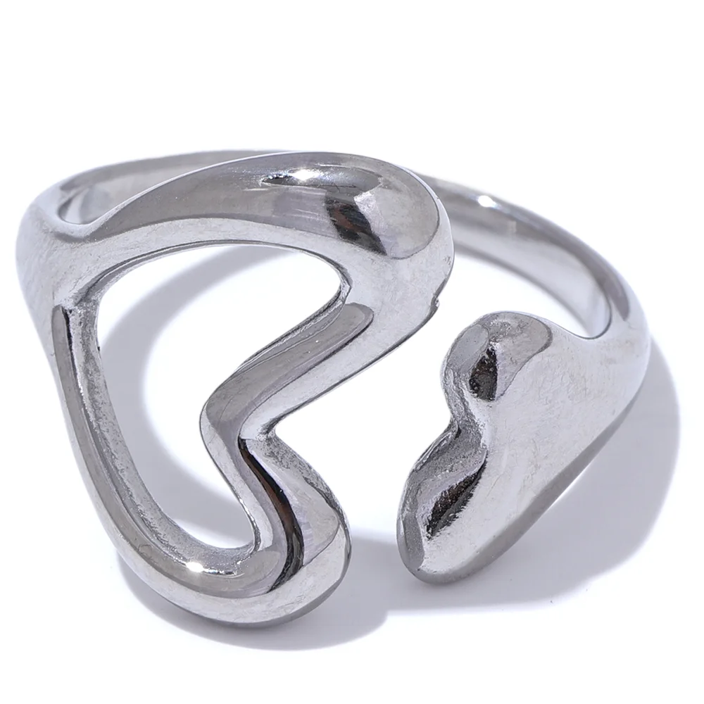 Yhpup Stainless Steel Heart Love Hollow Minimalist Ring Chic 18K PVD Plated Metal Charm Fashion Jewelry бижутерия для женщин