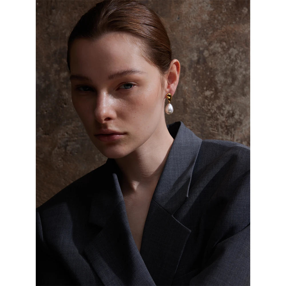 Yhpup Popular Arrival Simulated Pearls Geometric Drop Elegant Earrings Stylish Stainless Steel Versatile Daily Jewelry Gift