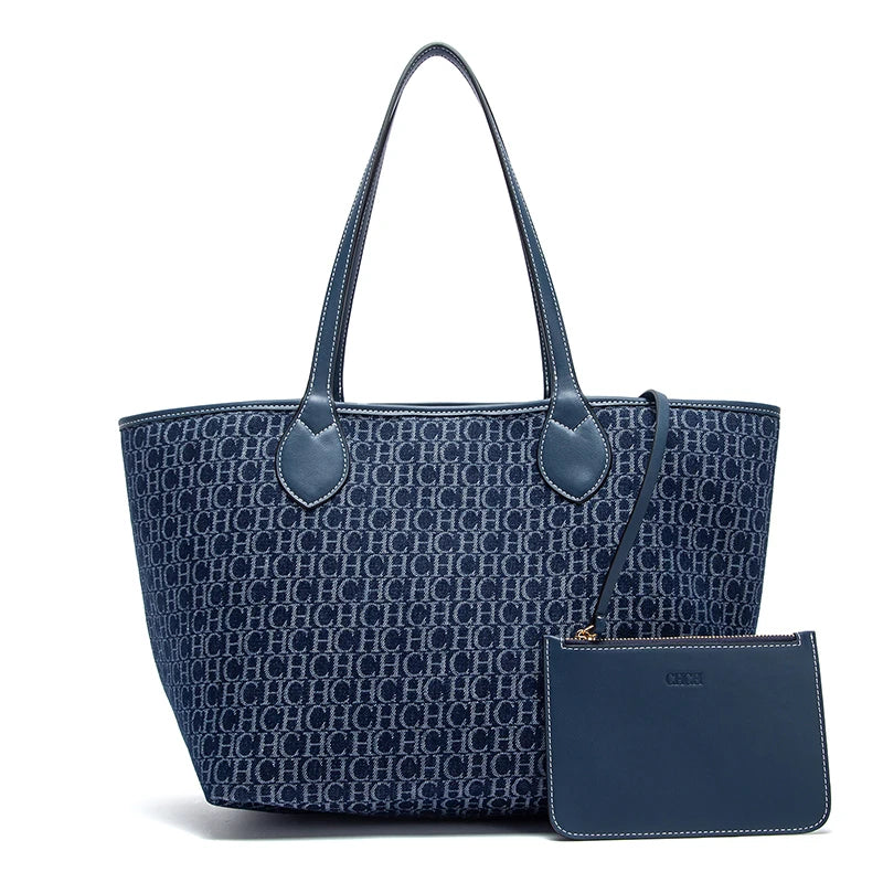 New Large Capacity Tote Bag Geometric Elegance Meets Dual-Tone Utility Versatile Double Sided Color Blocking Handbag
