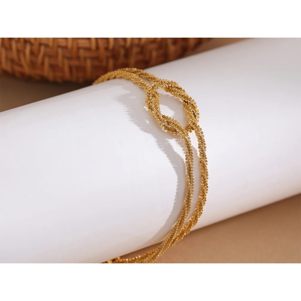 Yhpup Charm 316 Stainless Steel Gypsophila Knot Chain Cuff Bracelet for Women 18k Gold Plated Adjustable Bangle Bijoux Gift