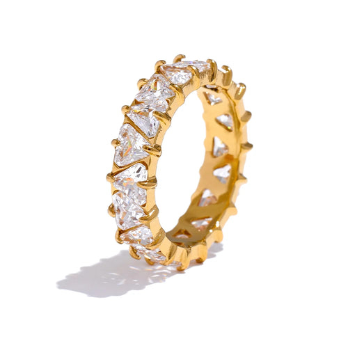 Yhpup Stainless Steel Delicate Bling Heart Cubic Zirconia Fashion Shiny Ring for Women High Quality Temperament Premium Jewelry