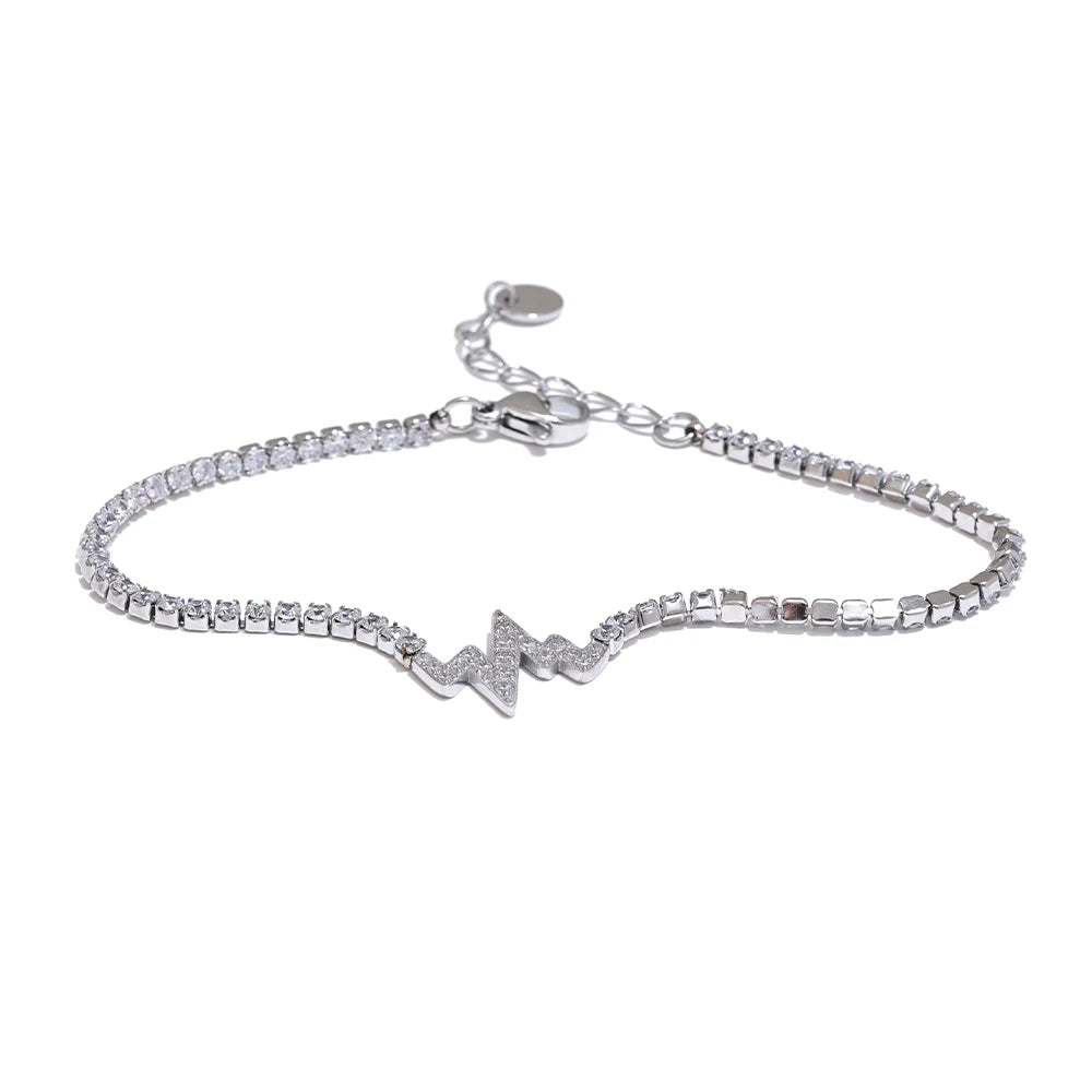 Yhpup Delicate Bling Cubic Zirconia Chain Fashion Bracelet Bangle High-Grade Gold Color 18K PVD Plated Premium Jewelry