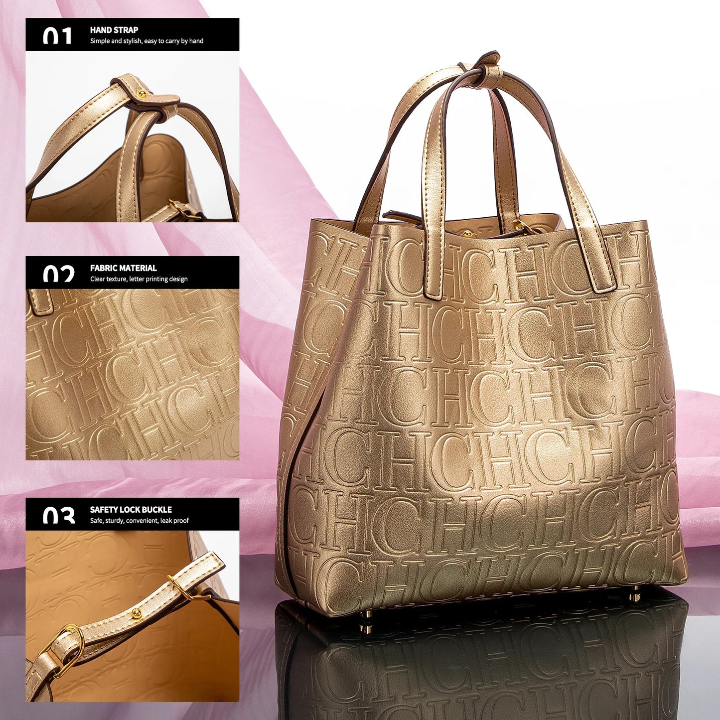 =Classic Retro Style Women's Fashion Handbag Pure Colour Simple Design Large Capacity Exquisite Versatile