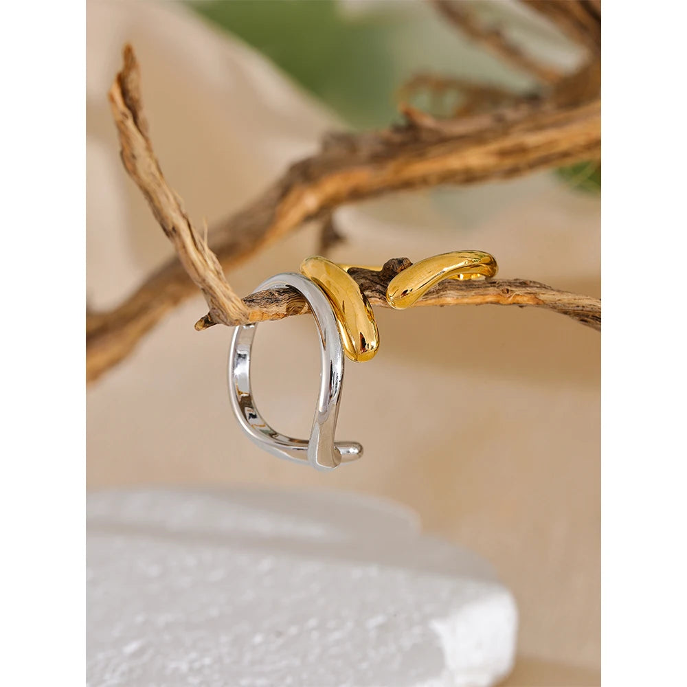 Yhpup Minimalist New Style Stainless Steel Open Chic Adjustable Ring Fashion Thin Finger Korean High Quality Jewelry 18K Golden
