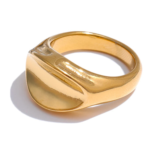 Yhpup Statement Stainless Steel High Quality Thicker Ring Waterproof 18K PVD Plated Minimalist Charm Finger Jewelry