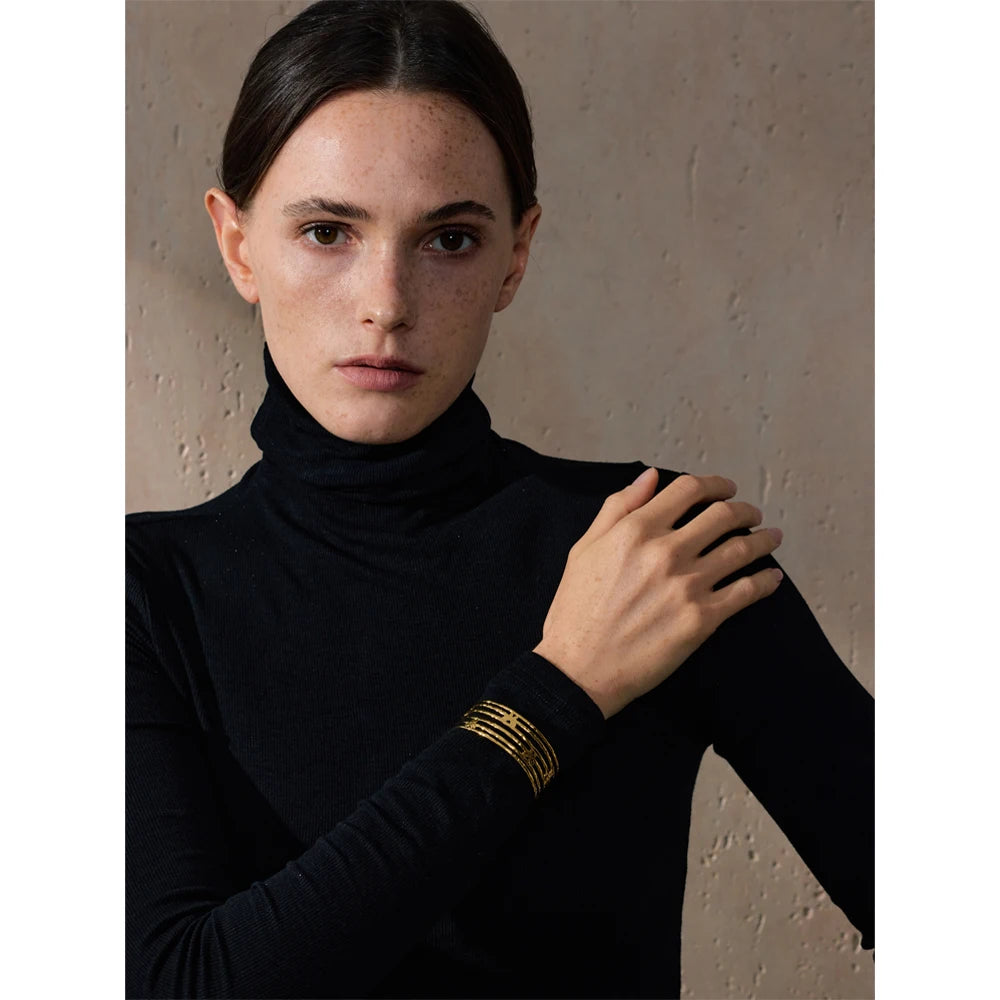 Yhpup Statement Stainless Steel Butterfly Hollow Wide Fashion Cuff Open Bracelet Bangle for Women Waterproof Jewelry New