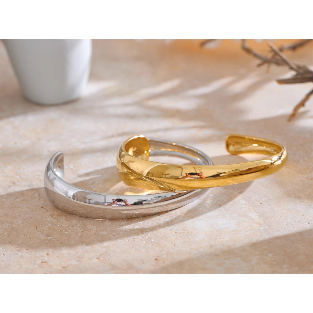 Yhpup 64mm Minimalist Stainless Steel High Quality Round Cuff Open Bracelet Bangle Tarnish Resistant Metal Personalized Jewelry