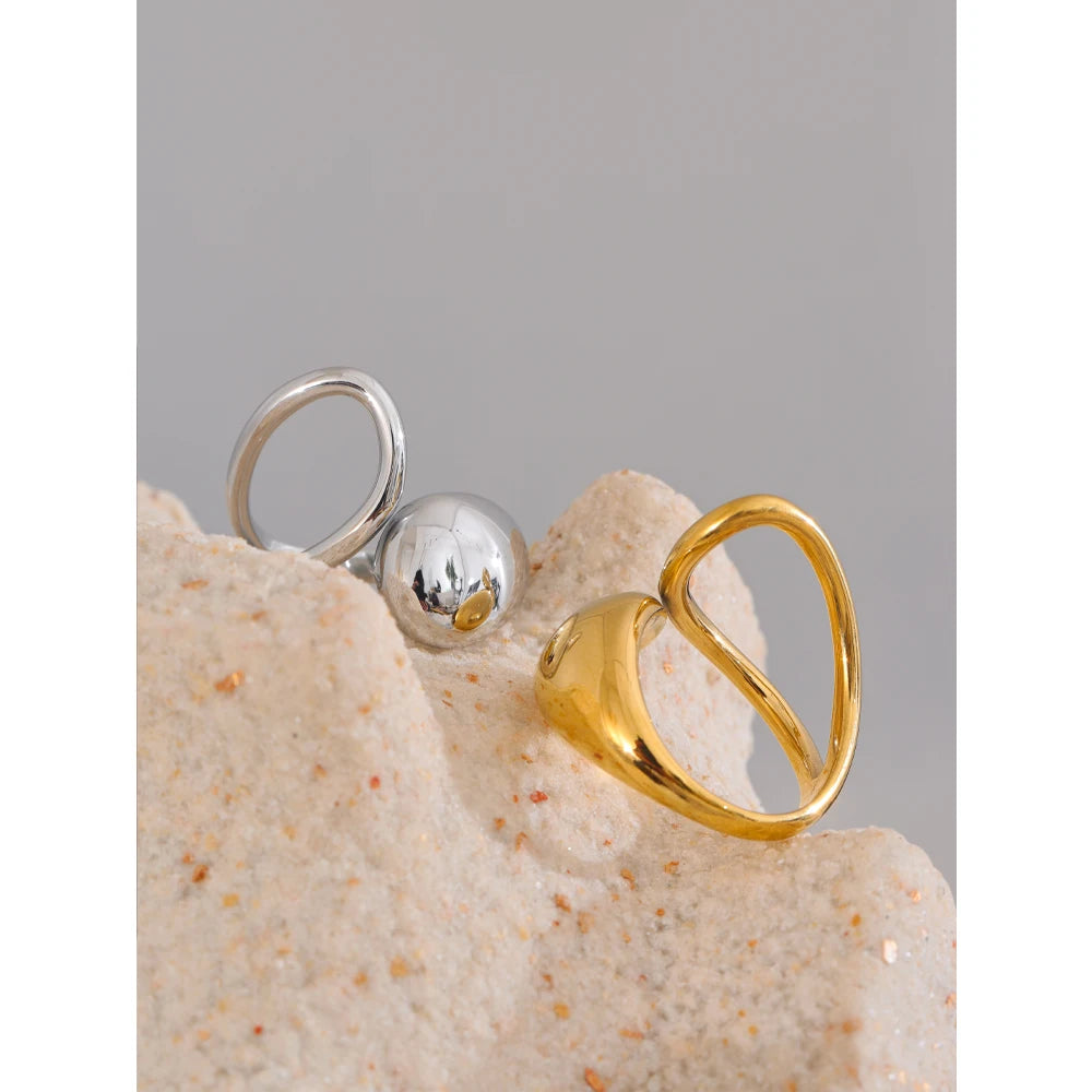 Yhpup Creative 316L Stainless Steel Geometric Fashion Open Adjustable Ring 18K PVD Plated New Daily Chic High Quality Jewelry