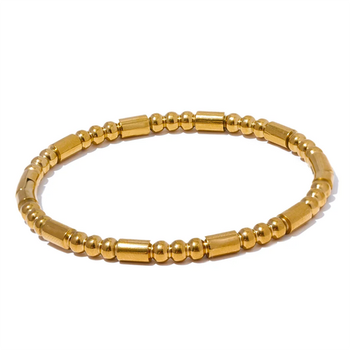 Yhpup 57mm Waterproof Stainless Steel Cast Bead Bracelet Bangle Statement Metal Texture Wrist Jewelry Women's Accessories New