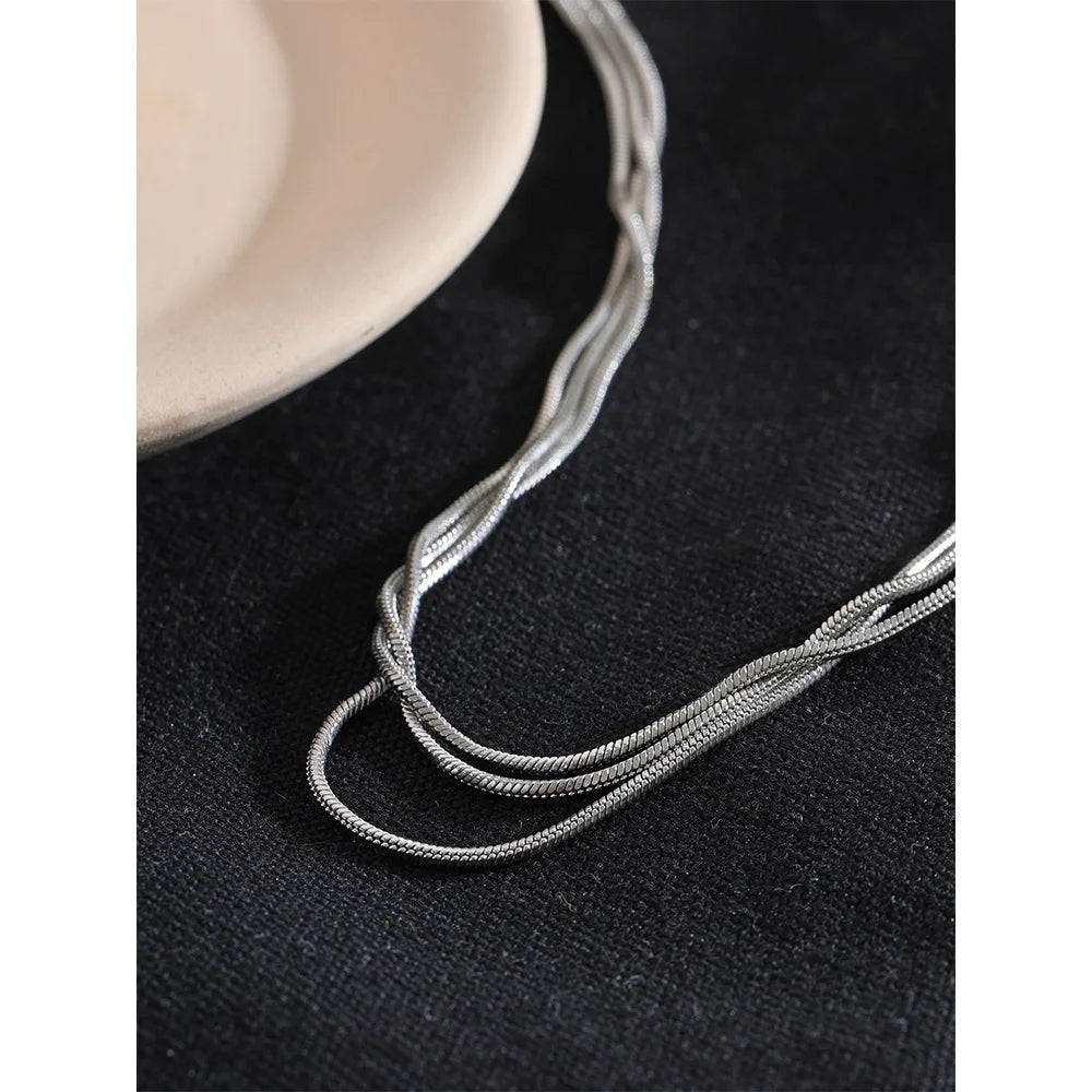 Yhpup Waterproof Stainless Steel Layered Adjustable Overlay Long Chain Necklace 18K Gold Plated Metal Trendy Fashion Jewelry