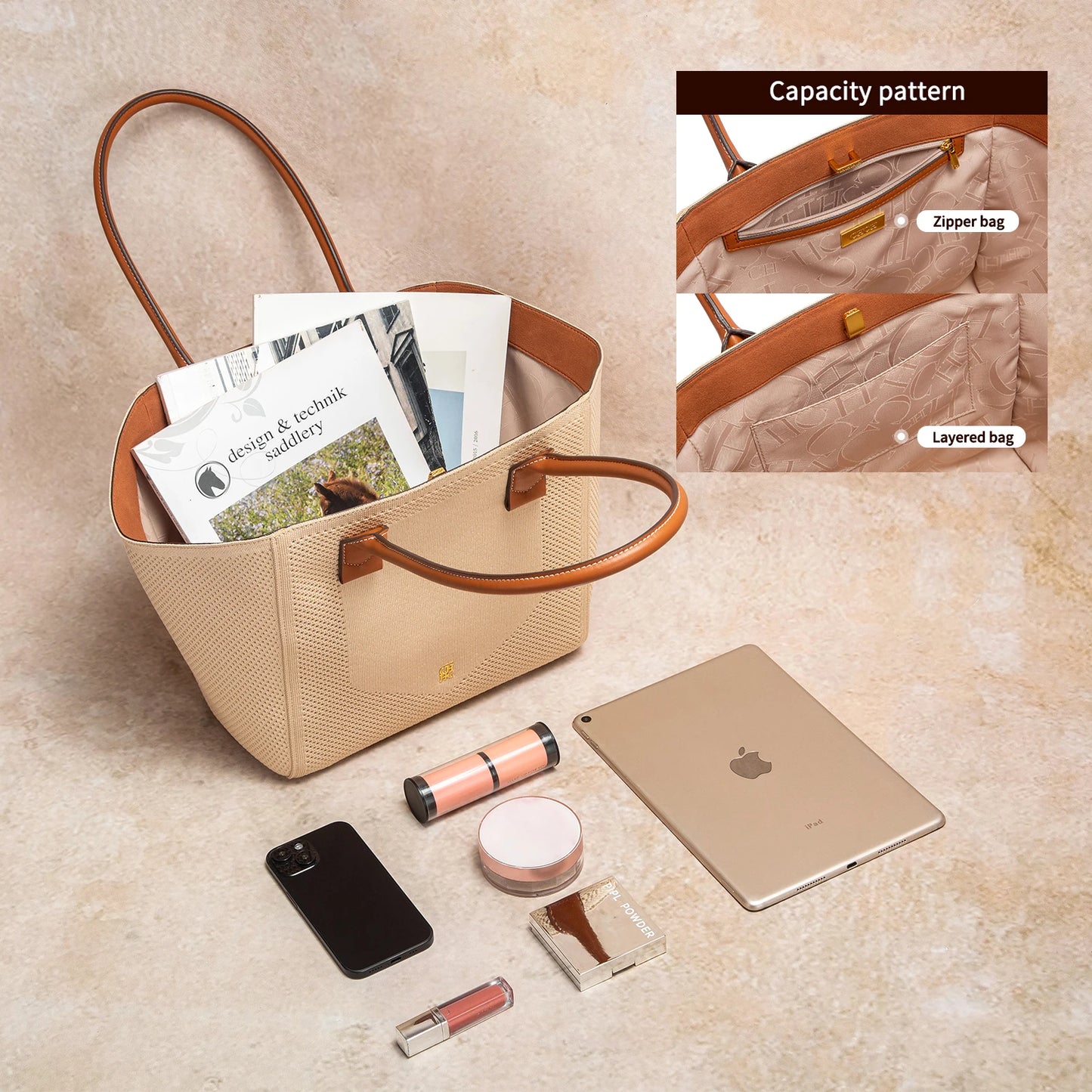 Women's Outdoor Storage Women's Tote Bag Summer New Fabric Hollow Design Large Capacity Beach Bag