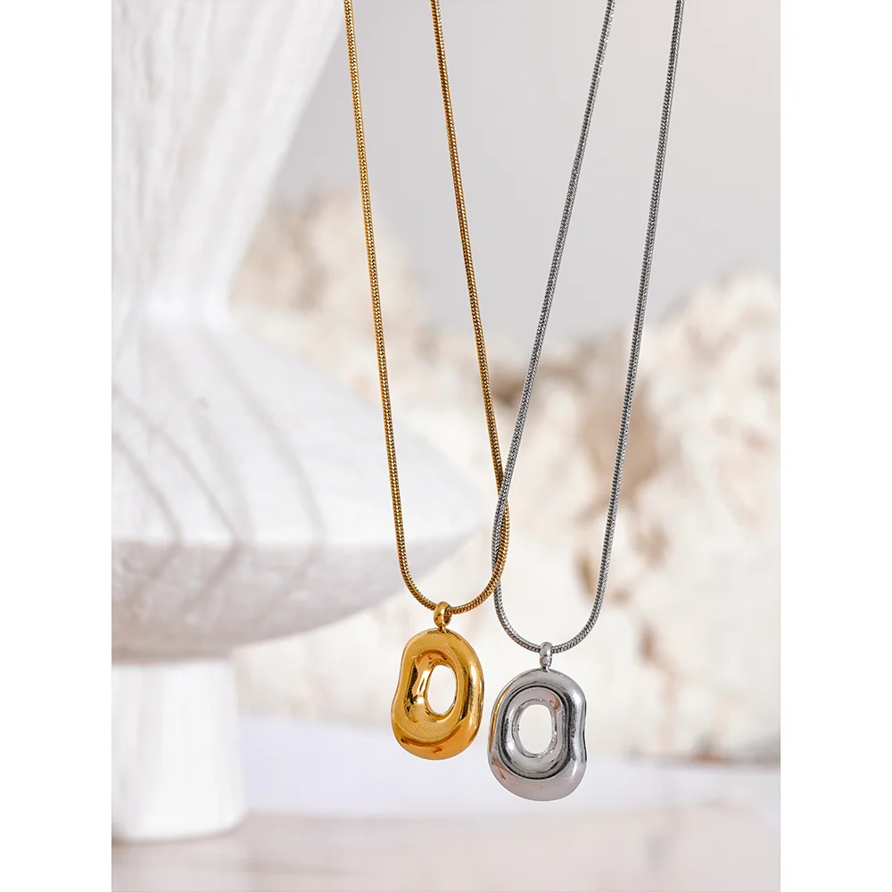 Yhpup 316l Stainless Steel Geometry Hollow Pendant Necklace Fashion Metal Charm Waterproof Cast Pvd Plated Jewelry Gift